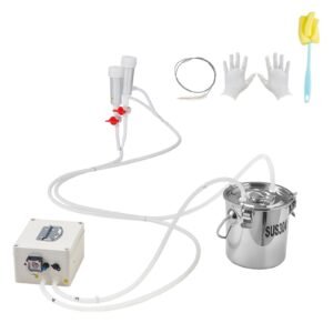Goat Milking Machine, 0.8 Gal / 3 L Food-Grade Stainless Steel Bucket, with 5200 mAh Rechargeable Battery, 2 Teat Cups, Cordless Portable Pulsation Vaccum Electric Milking Machine for Goats Only