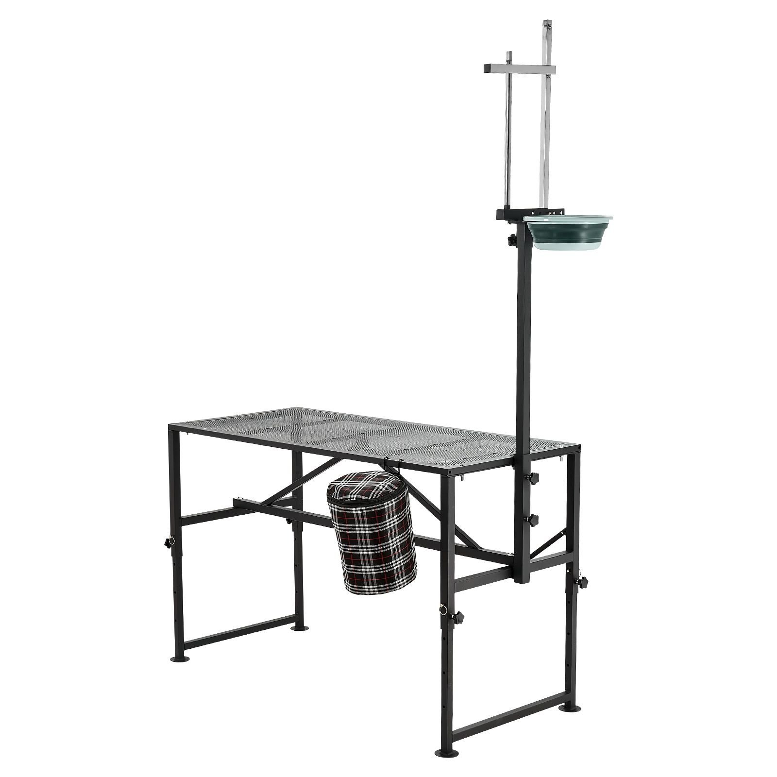 goat milking stand, 600 lbs heavy duty goat stand with feed bin, adjustable headpiece & tool basket, stanchion for grooming & hoof trimming, metal livestock platform for sheep, 51" x 23", black