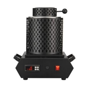 gold melting furnace, 1350w, 2102 fahrenheit max temperature, digital electric melting furnace with 1 kg and 3 kg ceramic crucibles, crucible tongs, and gloves, for silver, aluminum, copper