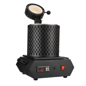 gold melting furnace, 1350w, 2102 fahrenheit max temperature, digital electric melting furnace with 1 kg and 3 kg ceramic crucibles, crucible tongs, and gloves, for silver, aluminum, copper