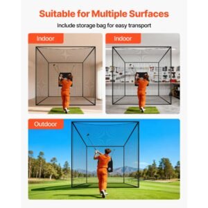 golf batting cage, 10 x 10 x 10 ft golf cage, driving hitting cages with 3 ply knotless polyester, golfs target & 9 hole baseball target, golfs hitting net for indoor, outdoor, backyard