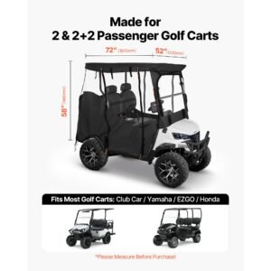 golf cart cover, visible full enclosure 2&2+2 passenger golf cart, 420d waterproof oxford fabric club car cover fits most carts club car, yamaha, ezgo, honda, pvc coating & windproof hook design