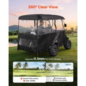 golf cart cover, visible full enclosure 2+2/4 passenger golf cart, 420d waterproof oxford fabric club car cover fits most carts club car, yamaha, ezgo, honda, pvc coating & windproof hook design