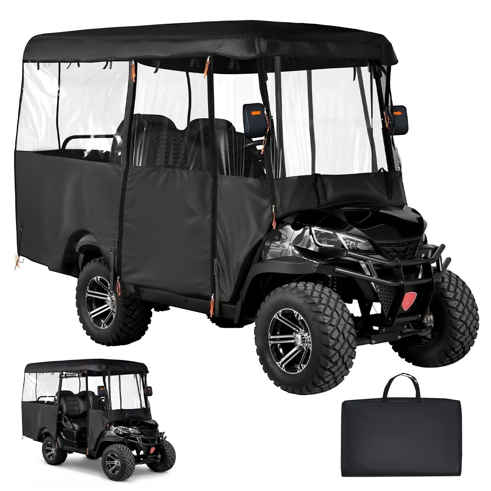golf cart cover, visible full enclosure 2+2/4 passenger golf cart, 420d waterproof oxford fabric club car cover fits most carts club car, yamaha, ezgo, honda, pvc coating & windproof hook design