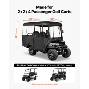 golf cart cover, visible full enclosure 2+2/4 passenger golf cart, 600d waterproof oxford fabric club car cover fits most carts club car, yamaha, ezgo, honda, pvc coating & windproof hook design