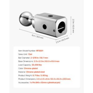 gooseneck ball hitch, compatible with 2 5/16 inch hitch replacement ball, gooseneck trailer hitch up to 30,000 lbs load capacity, fit off road rescue, rv towing & industrial equipment transport