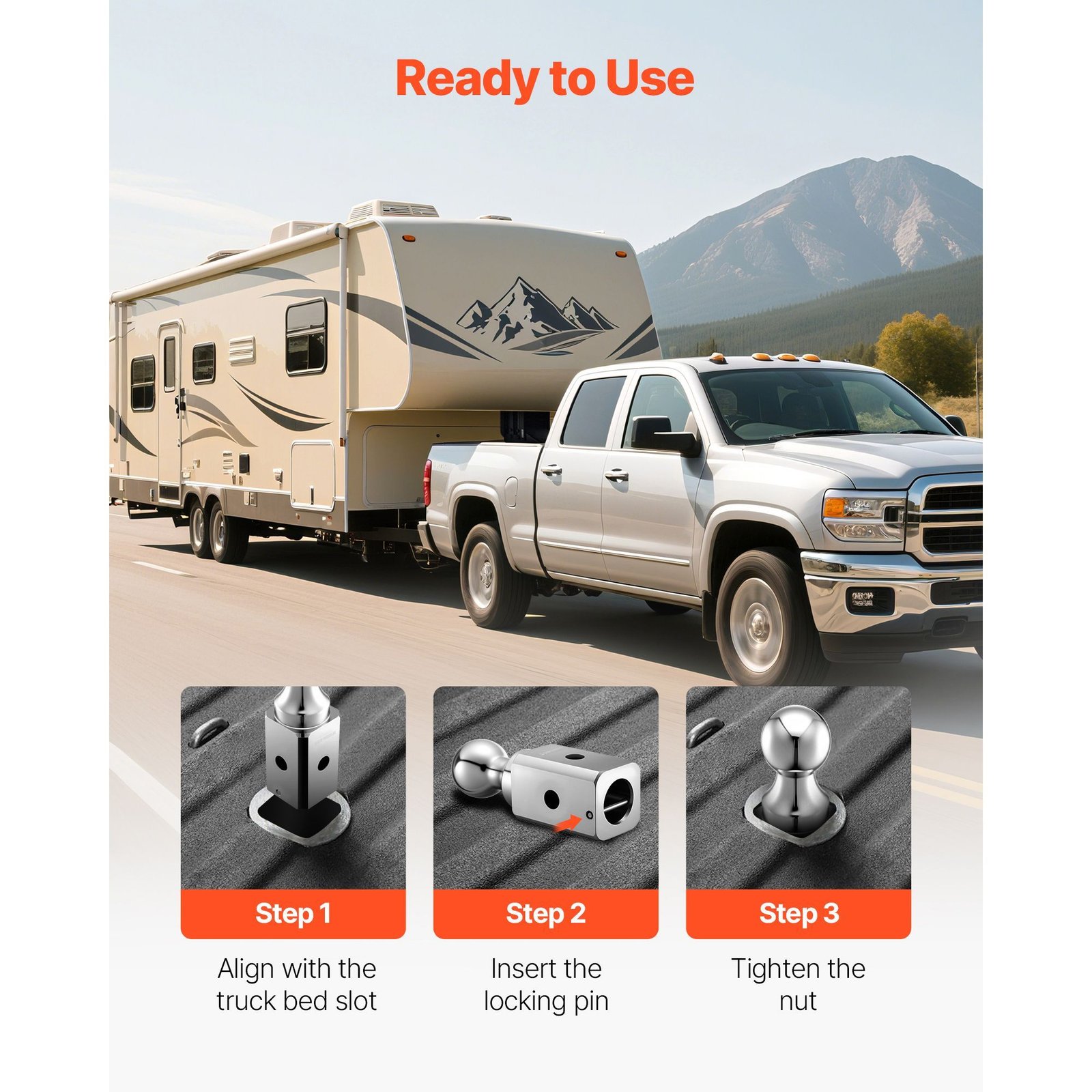 gooseneck ball hitch, compatible with 2 5/16 inch hitch replacement ball, gooseneck trailer hitch up to 30,000 lbs load capacity, fit off road rescue, rv towing & industrial equipment transport