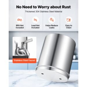gravity fed water filter system, 2.25g 304 stainless steel countertop water filtration system, reduces lead and up to 99% of chlorine, w/ 2 carbon filter, 2 defluorination filter, spigot, stand