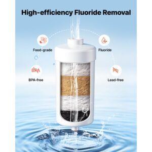 gravity fed water filter system, 3.25g 304 stainless steel countertop water filtration system, reduces lead and up to 99% of chlorine, w/ 2 carbon filter, 2 defluorination filter, spigot, stand
