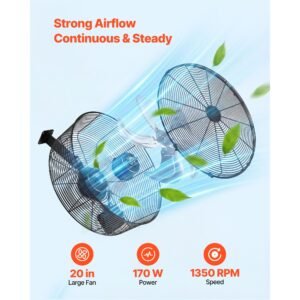 greenhouse air circulation fan, 5800 cfm powerful air circulator electric fan, 10 speeds, 3 switchable modes, lcd control, ceiling wall mount, fast ventilation for greenhouse, patio, garage