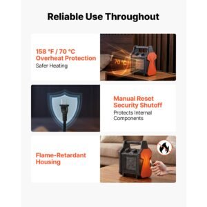 greenhouse heater, 1500w electric ptc space heater with fan, low & high heat modes, overheat protection, tip over shut off, portable for grow tent, small greenhouse, flower room, home office