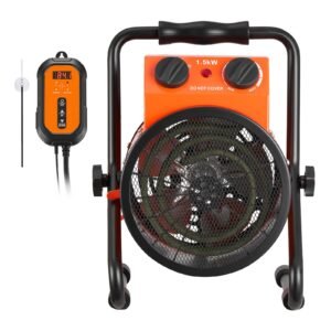 Greenhouse Heater, 1500W Electric Space Heater with Thermostat, Heating Tube Element, 25° Adjustable Angle, IPX4 & Overheat Protection, Great for Grow Tent, Greenhouse, Flower Room, Home Office