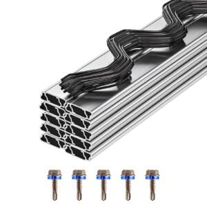 Greenhouse Spring Wire and Lock Channel, 20 Packs 6.56 ft PVC-Coated Wiggle Wire & Aluminum Alloy Channel Bundle Kit with Included Screws, 0.05 in Thickened, Poly Film & Shade Cloth Attachments