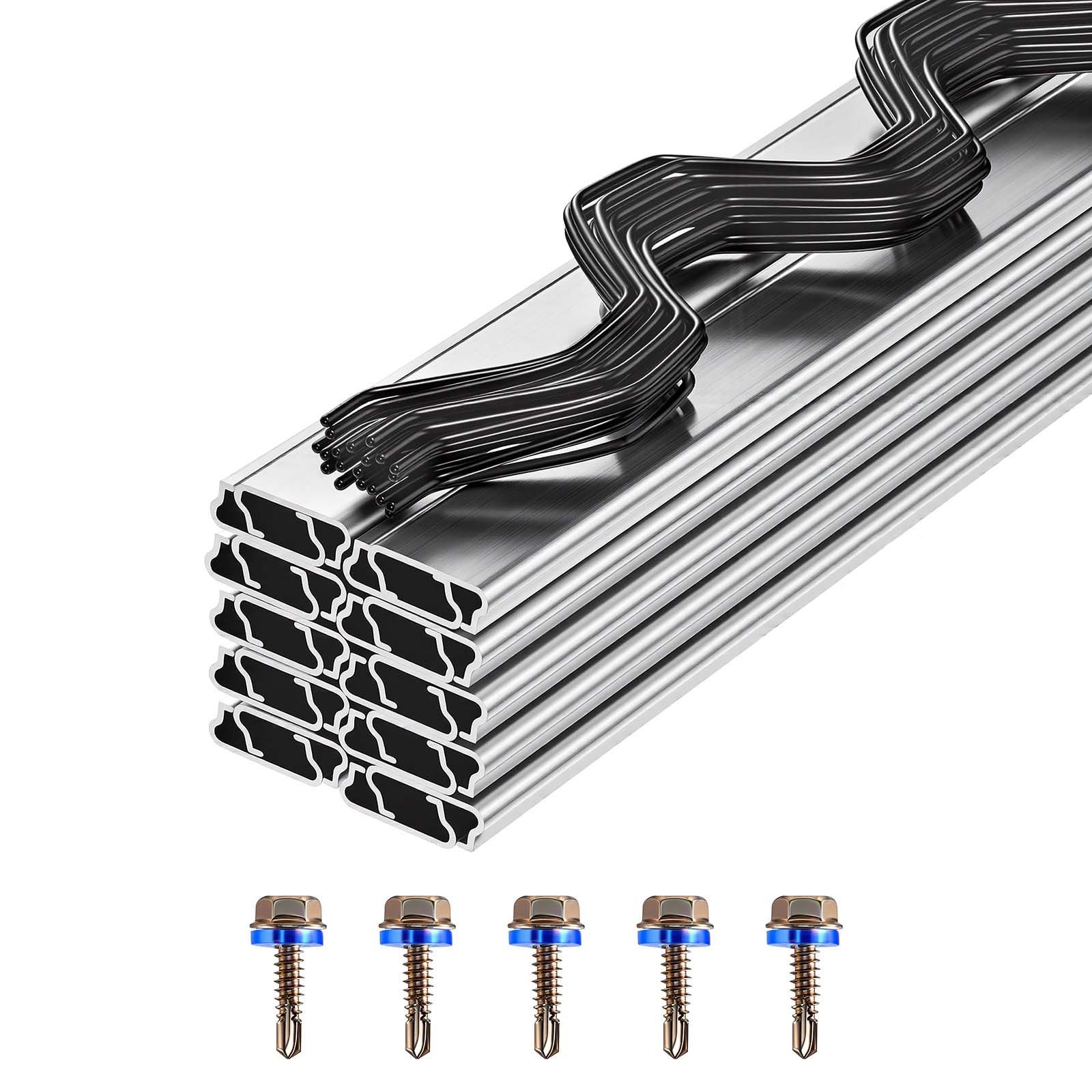 greenhouse spring wire and lock channel, 20 packs 6.56 ft pvc coated wiggle wire & aluminum alloy channel bundle kit with included screws, 0.05 in thickened, poly film & shade cloth attachments