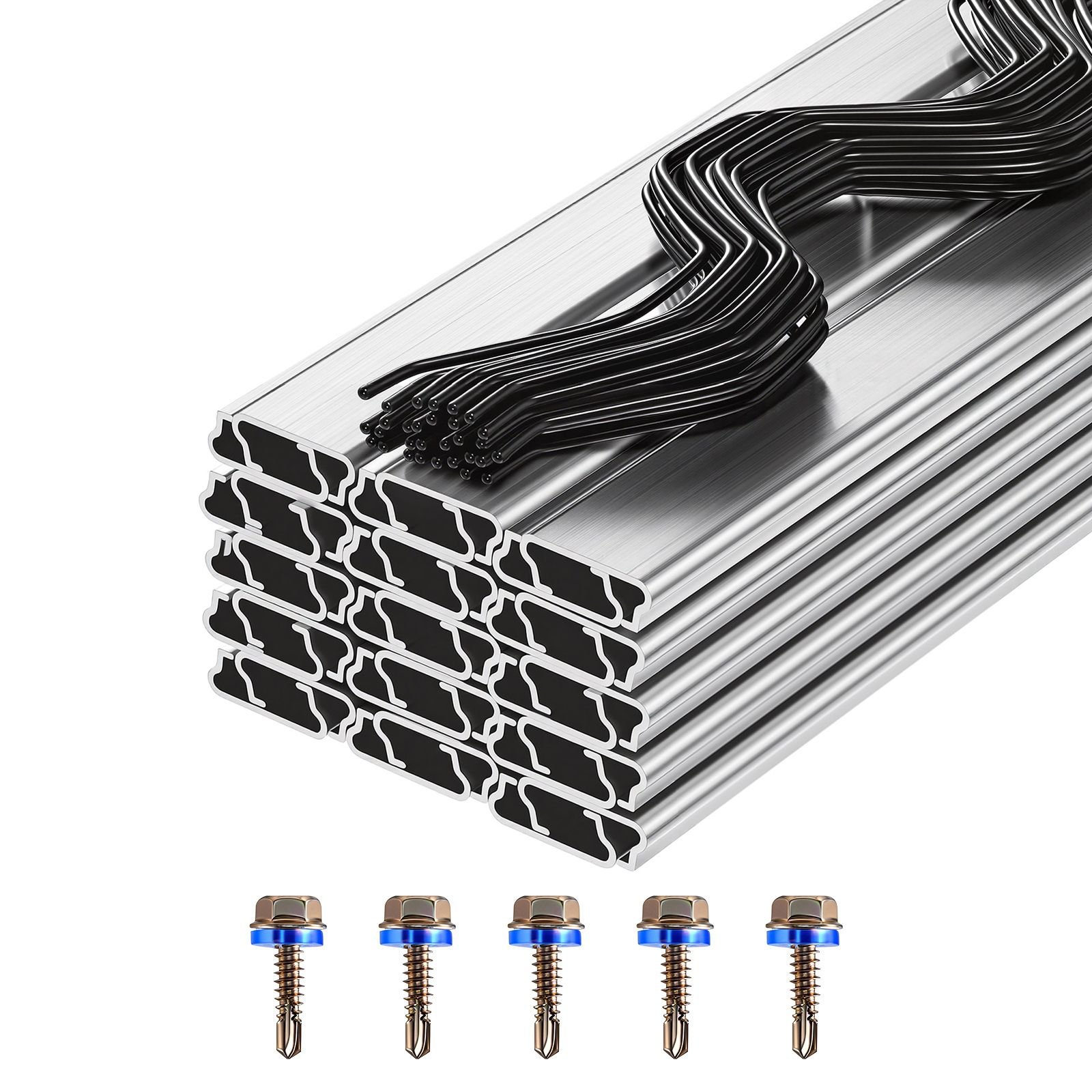 greenhouse spring wire and lock channel, 30 packs 6.56 ft pvc coated wiggle wire & aluminum alloy channel bundle kit with included screws, 0.05 in thickened, poly film & shade cloth attachments