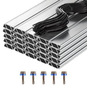 Greenhouse Spring Wire and Lock Channel, 50 Packs 6.56 ft PVC-Coated Wiggle Wire & Aluminum Alloy Channel Bundle Kit with Included Screws, 0.05 in Thickened, Poly Film & Shade Cloth Attachments