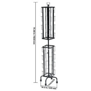 greeting cards display rack, 32 pockets rotating postcard brochure display stand, 360° spinning card display rack with sign holder & 4 wheels (2 lockable) for exhibitions office trade show