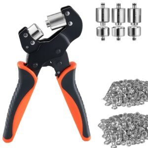Grommet Tool Kit 5/16" 3/8" 1/2" 900 PCS Grommets Eyelet Tool Kit, with Eyelets and Washers, Manual Grommet Press Pliers, Hole Punch Tools, Blocks, for Leather, Tarps, Shoes, Crafts, Fabric