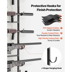gun rack, floor standing, indoor rifle shotgun rack stand with storage shelf, for wall mount gun display stand, holds up to 5 rifles, heavy duty steel, for home garage hunting long guns storage