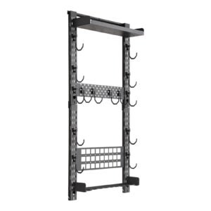 Gun Rack Wall Mount, Heavy Duty Steel, Indoor Rifle Shotgun Rack with Magazine Holder, MOLLE Panel, Gun Accessories Display Storage Holder, Hold Up to 5 Rifles or Shotguns, for Tactical Gear