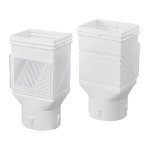Gutter Downspouts, Downspout Diverter Rainwater Collection System Fits for 2x3 or 3x4 Inch Standard Inlet and Φ4inch Outlet, Flexible Rain Water Barrel Kit with Mesh Screen & Transparent, White