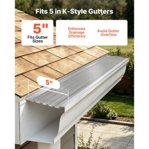 gutter guard, 5 in aluminum gutter cover with stainless steel micro mesh, heavy duty 100ft length, 0.04in thick, leaf guard for debris and pine needles, easy diy install, screws included, 20 pcs