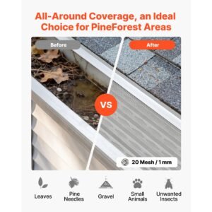 gutter guard, 6 in aluminum gutter cover with stainless steel micro mesh, heavy duty 100ft length, 0.04in thick, leaf guard for debris and pine needles, easy diy install, screws included, 20 pcs