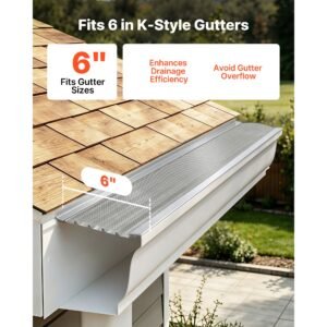 gutter guard, 6 in aluminum gutter cover with stainless steel micro mesh, heavy duty 100ft length, 0.04in thick, leaf guard for debris and pine needles, easy diy install, screws included, 20 pcs