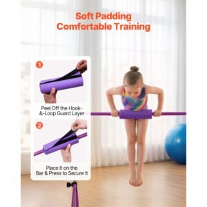 gymnastic bars for kids, 140 lbs capacity folding training kip bar, adjustable height gymnastic horizontal bar for home, training equipment for indoor and outdoor, easy to assemble, purple