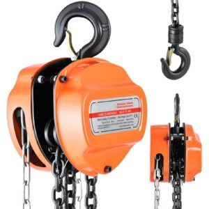 Hand Chain Hoist, 1 Ton 2200 lbs Capacity, Manual Chain Block with Upgrade G80 Galvanized Chain, 10 ft Lifting Height, Heavy Duty Pulley Hoist for Garage Warehouse Automotive Machinery, Orange