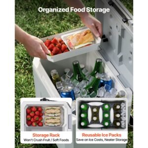 hard cooler, 24qt portable cooler, leak resistant coolbox keeps contents cool for 48 hours, insulated chests with ice retention and heavy duty handle, ultra light for camping, concerts, sports