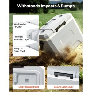 hard cooler, 24qt portable cooler, leak resistant coolbox keeps contents cool for 48 hours, insulated chests with ice retention and heavy duty handle, ultra light for camping, concerts, sports