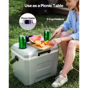 hard cooler, 24qt portable cooler, leak resistant coolbox keeps contents cool for 48 hours, insulated chests with ice retention and heavy duty handle, ultra light for camping, concerts, sports