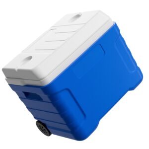 Hard Cooler, 45QT Portable Rolling Cooler with Wheels, Leak-Resistant Coolbox Keeps Contents Cool for 48 Hours, Ice Retention Insulated Chests, Ultra-Light for Outdoor Picnics, Grill, Camping