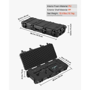 hard rifle case, lockable rifle case with 4 layers pre cut foams, 36 in gun storage with wheels, ip67 waterproof & dustproof pistol storage cases for rifles, shotguns, airsoft guns, black