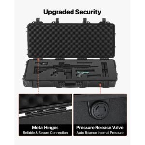 hard rifle case, lockable rifle case with 4 layers pre cut foams, 36 in gun storage with wheels, ip67 waterproof & dustproof pistol storage cases for rifles, shotguns, airsoft guns, black