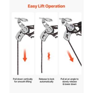 hard top remover lift, 220 lbs, jeep hardtop removal storage roof hoist with anti drop system, easy one person operation, supports 8 16 in ceiling, for 2 door & 4 door jeep wrangler jk jl & ford
