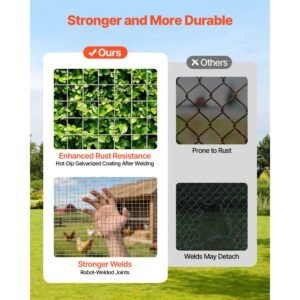 hardware cloth, 1/2 inch 60 inch x 50 ft 19 gauge chicken wire fence, hot dip galvanized after welding metal wire mesh roll, garden plant welded fencing roll supports poultry netting cage fence
