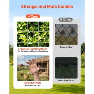 hardware cloth, 1/2 inch 72 inch x 50 ft 19 gauge chicken wire fence, hot dip galvanized after welding metal wire mesh roll, garden plant welded fencing roll supports poultry netting cage fence