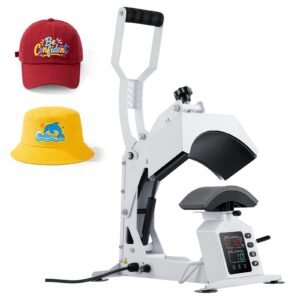 Hat Heat Press Machine, 8.5 x 4 in Large Heating Plate, with Caps Stretcher, Precise Temperature & Time Control, Heat Press for Hats and Caps, for HTV Iron On and Sublimation Projects, White
