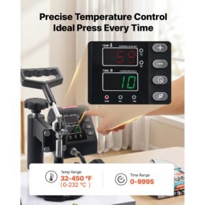 heat press machine 12 x 10 in sublimation press machine swing away, heat up fast and even, digital precise time and temperature control, for t shirts, canvas tote bag, pillowcases, socks