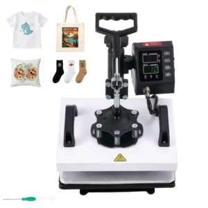Heat Press Machine 12 x 10 in Sublimation Press Machine Swing Away, Heat Up Fast and Even, Digital Precise Time and Temperature Control, for T-Shirts, Canvas Tote Bag, Pillowcases, Socks