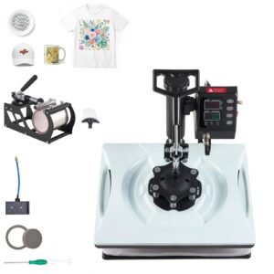 Heat Press Machine 12 x 15 in 5-in-1 Combo Sublimation Press Machine, Heat Up Fast and Even, Digital Precise Time and Temp Control, Multi-Function, for T-Shirts, Mugs, Tumblers, Caps, Plates