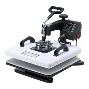 Heat Press Machine, 15 x 15 in, 2-in-1 Multifunction, 360° Swing Away, 1200W Double Tube Fast and Even Heating, Digital Precise Control, Sublimation Press Machine for T-Shirts, Hats, Caps