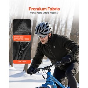 heated fleece jacket for men, heated sweatshirt with 7.4v 16000mah rechargeable power bank pack, 6 heating zones, 3 temp levels, 3h/6h/10h warmth, for winter outdoor camping, black, xxl size
