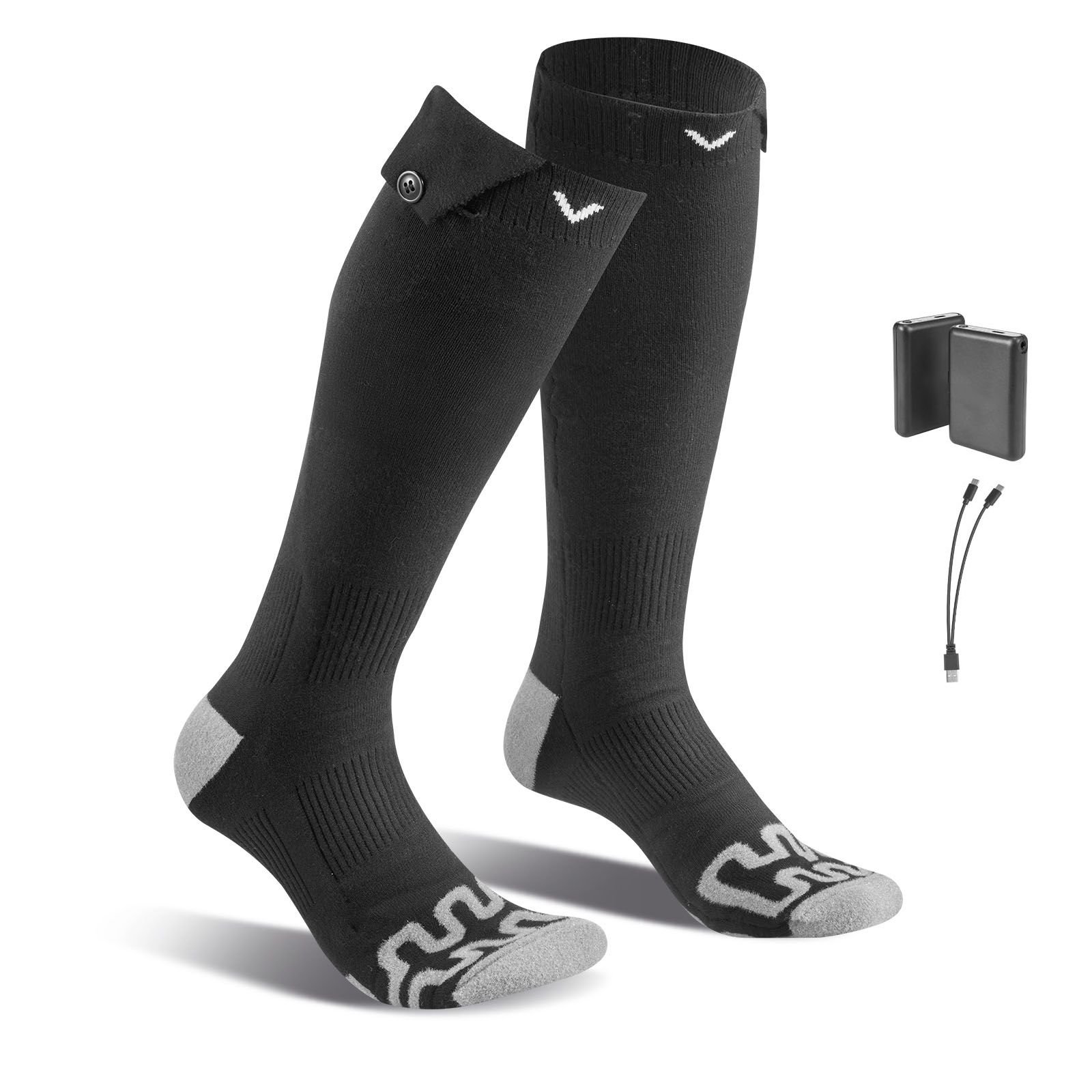 heated socks, 5000mah battery powered, rechargeable heating socks with 4 heating levels, electric heated sock for men women, foot warmer for hunting riding camping hiking skiing, outdoor work