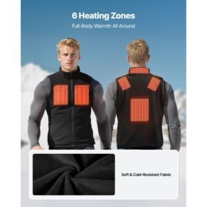 heated vest, men electric heating vest with 16000 mah battery pack, 6 heating zones lightweight rechargeable winter vest with 3 levels, for outdoor hiking camping fishing skiing, size m