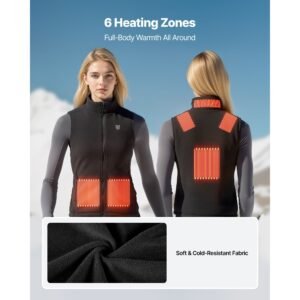 heated vest, women electric heating vest with 16000 mah battery pack, 6 heating zones lightweight rechargeable winter vest with 3 levels, for outdoor hiking camping fishing skiing, size s