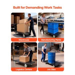 heavy duty platform truck, 2000 lbs capacity, industrial steel flatbed cart with swivel wheels and handle, platform hand push truck dolly, easy storage, for luggage moving, 48 x 24 x 32.1 in