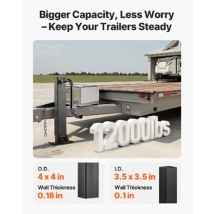 heavy duty trailer jack, 12,000 lbs load capacity, sidewind square direct weld on trailer jack with handle crank, adjustable drop leg, 26 inch travel for lifting rv, utility, yacht trailers